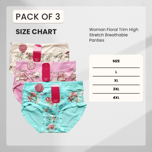 Floral Trim High Stretch Breathable Panties 📢 (Pack of 3) 🏷️