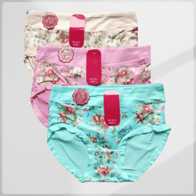 Floral Trim High Stretch Breathable Panties 📢 (Pack of 3) 🏷️