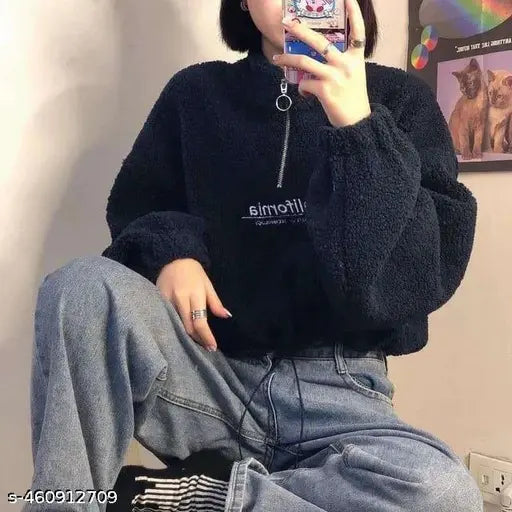 Beige california fleece zipper jacket for winter
