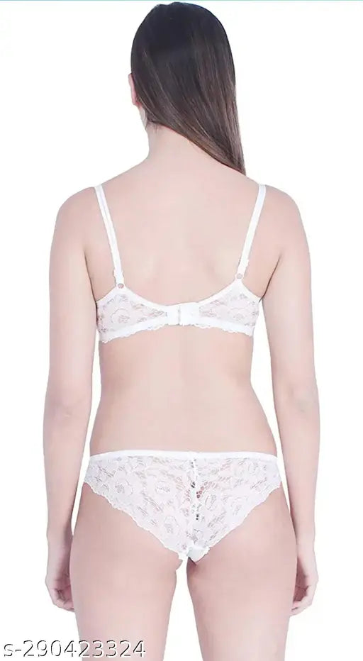 Bra Panty Set Lace Push Up Underwired Solid Lingerie Set