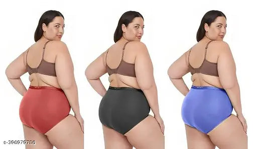 Plus size panties for women in S to 6xl (Pack of 3 in Multicolor)