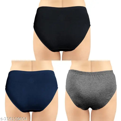Stuby Womens Cotton Regular Panties / Brief ( Multicolor) (Pack of 3)