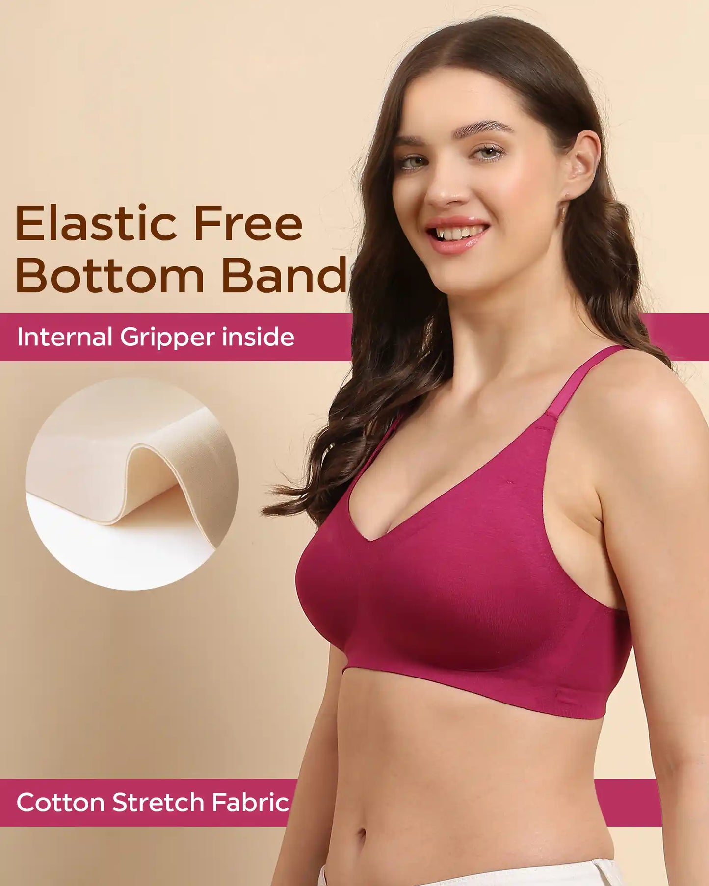 Wire-Free Spandex Invisi-Fit Bra (Multicolor)