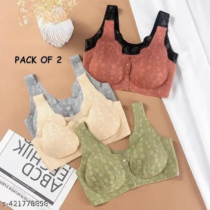 Lace Bras for Women Underwear Large Size Lingerie Bralette Bra (Pack of 2)