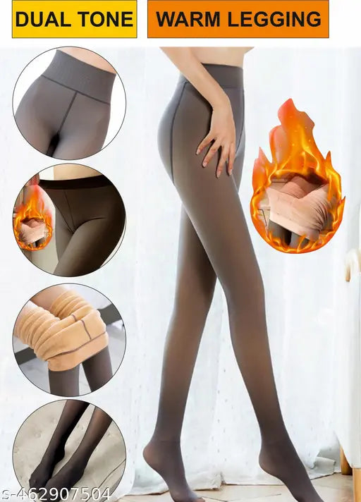 Cotton Women Winter Fleece Dual tone Wool Legging